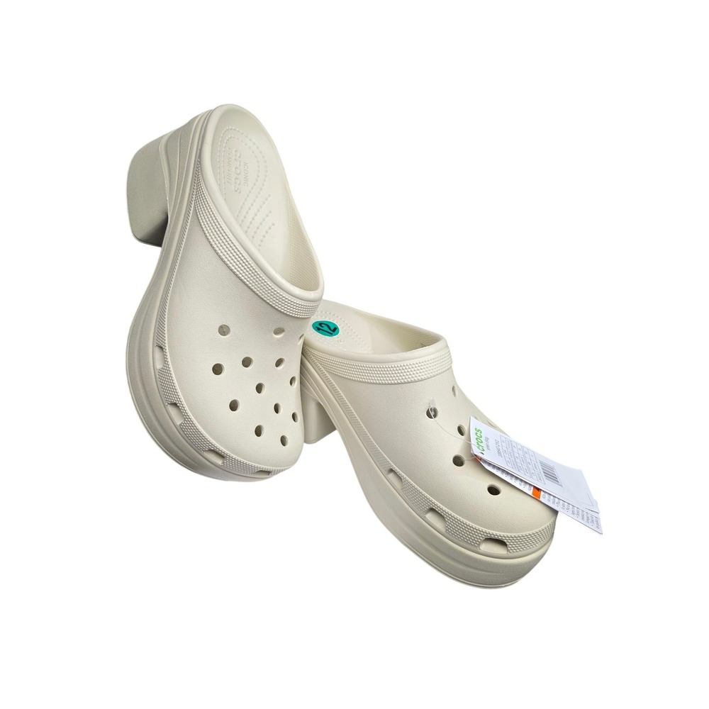 Crocs Siren Clog Size W12 M10 Bone Cream Platform Block Heel 208547-2Y2 New